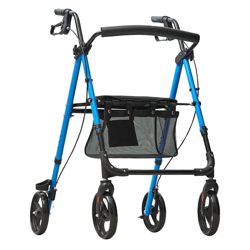 Rollator Walker for Seniors and Adult, Lightweight Aluminum Foldable Rolling Walker with Adjustable Seat and Handle, Outdoor Mobility Rollator Walker with 8" All Terrain Wheels, 300LBS Capacity