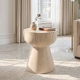 thumbnail image 2 of Dayalane Round Faux Stone Side Table, 15.5" Modern Hourglass End Table Indoor Outdoor, Travertine Beige Look Accent Drink Stool for Living Room Patio, Fully Assembled, 2 of 11