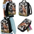 thumbnail image 7 of KUIFORTI Cow Print Pencil Case Casual Shoulder Backpack Lunch Pouch Zipper Closure 3pcs Crossbody Bag Set, 7 of 7