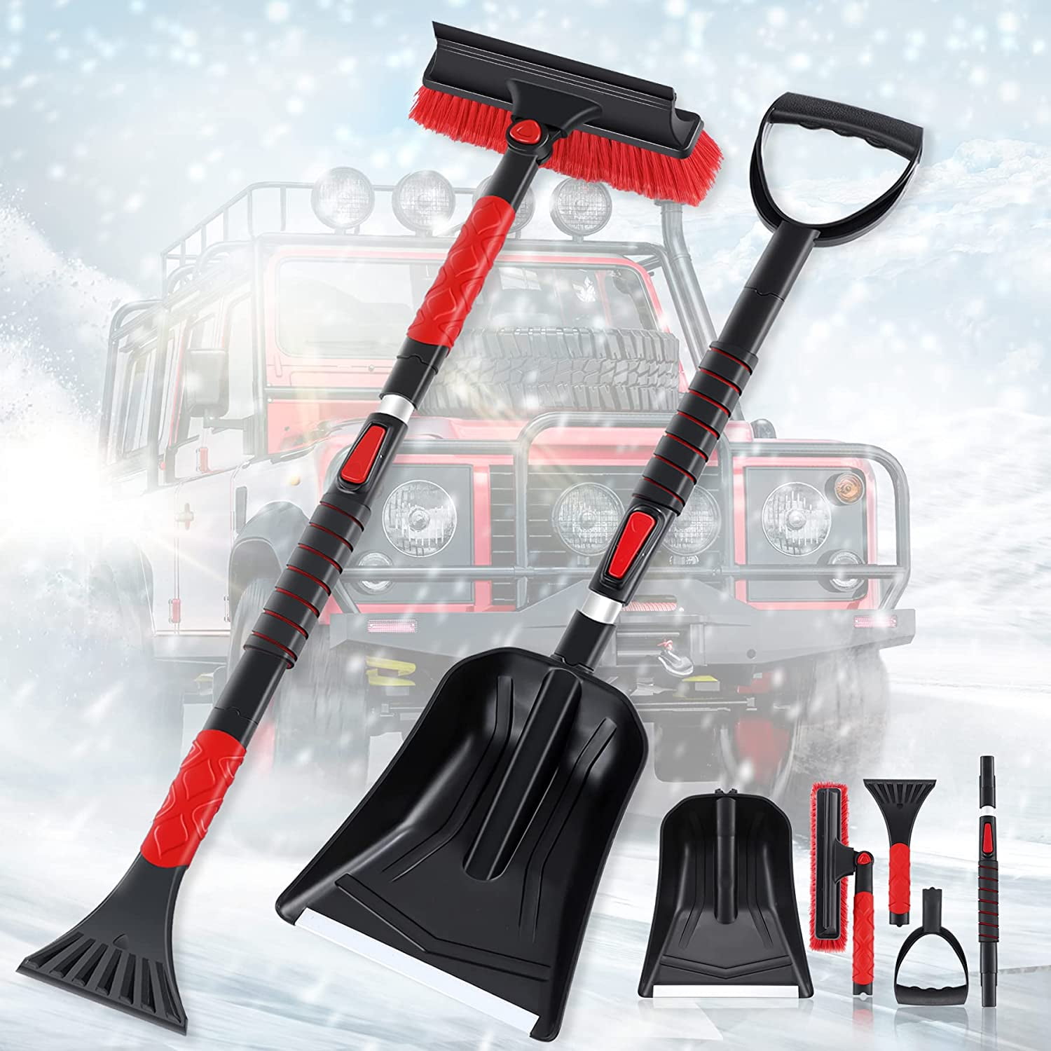 3-in-1 Snow Shovel w/ Ice Scraper & Snow Brush