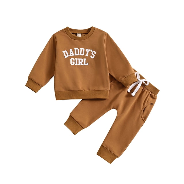 Autumn/Winter Girls Long Sleeve Letter Hoodie Pants Set Children'S Set DADDY's GIRL Multi Color Letter Printed Sweatpants
