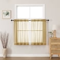 thumbnail image 2 of MKHILL 36 Inch Short Sheer Curtains 2 Panels Set, 42x36 Light Filtering Voile Drapes for Laundry RV Bedroom Small Window, Rod Pocket Panels, Each 42" W x 36" L, Gold, 2 of 9