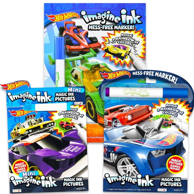 Set de colorear Hot Wheels Imagine Ink con 3 libros para niños