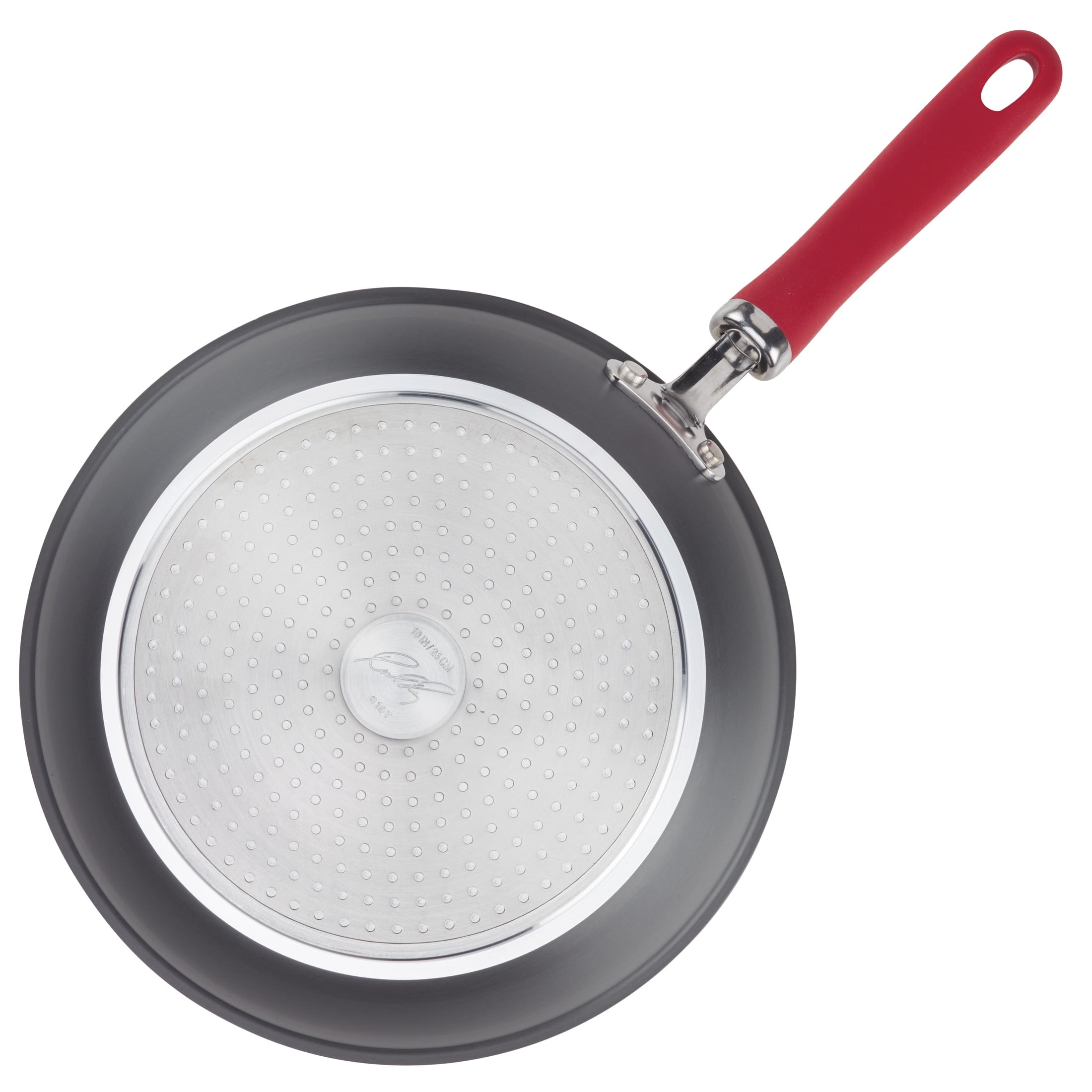 Rachael Ray Create Delicious 2 Piece Hard-Anodized Aluminum Nonstick Induction Deep Frying Pan Set, Red Handles