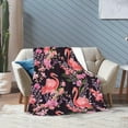 thumbnail image 4 of Pink Flamingos Exotic Orchids Flowers Throw Blanket Ultra Soft Warm All Season Decorative Fleece Blankets for Bed Chair Car Sofa Couch Bedroom 50"X40", 4 of 6