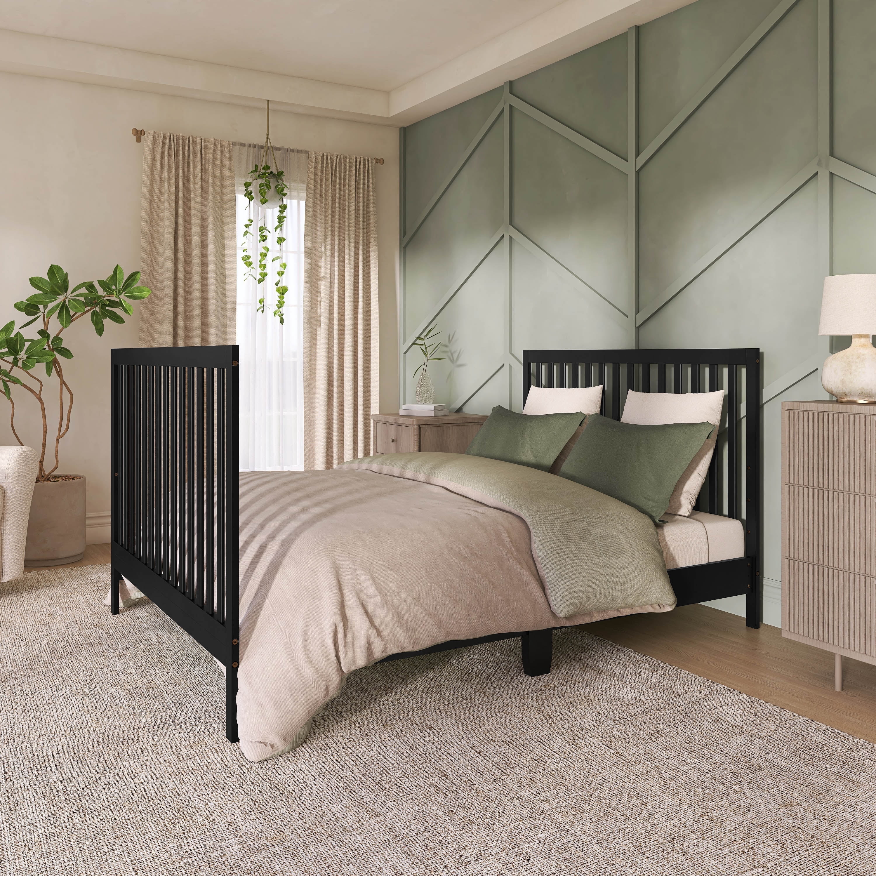Nursery Bundle, Dream On Me Synergy MOD Crib in Matte Black and Crib & Toddler Mattress Bundle