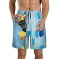 thumbnail image 2 of Uemuo Prague Ratter Dog in Bathtub Pattern Men's Swim Trunks Hawaiian Beach Bathing Suit Swimsuits Beach Quick-Dry Shorts with Pockets-Large, 2 of 9