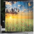 thumbnail image 4 of Ambesonne Nature Shower Curtain, Sunset at Meadow Poppy, 69"Wx84"L, Red Green Blue, 4 of 5
