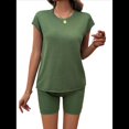 thumbnail image 2 of Conjunto de Pijama de Dos Piezas para Mujer, de Punto, con Mangas y Suéter Suave Verde L, 2 of 10