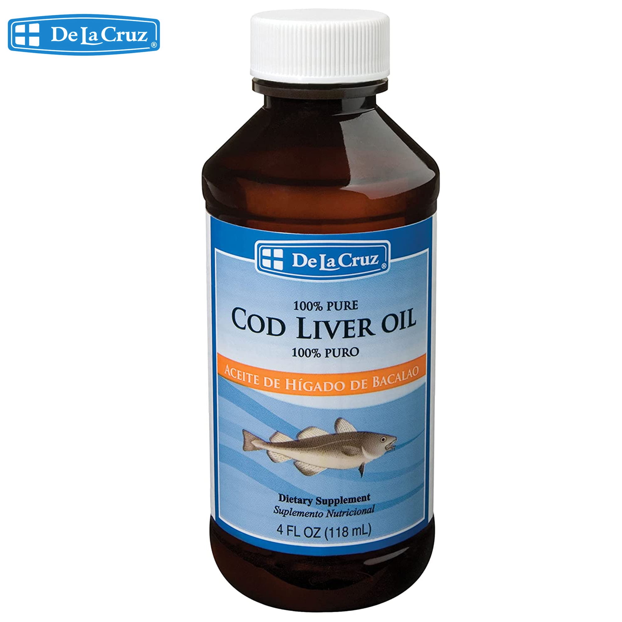 De La Cruz Cod Liver Oil Omega 3 Pure Fish Oil Supplement Liquid 4 Fl Oz - De La Cruz Cod Liver Oil Omega 3 Pure Fish Oil Supplement Liquid 4 Fl Oz -