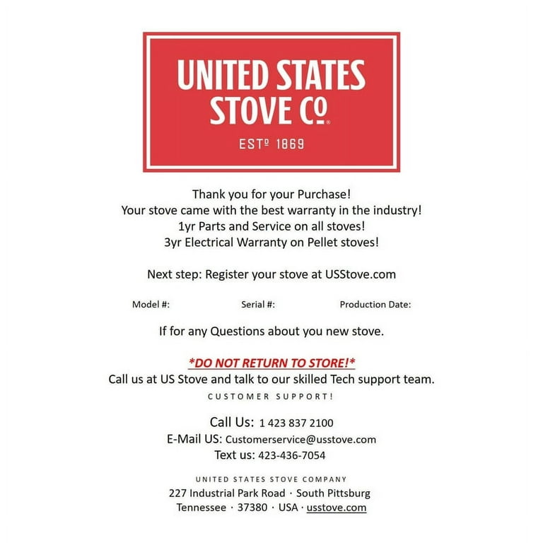 United States Stove Company BSK1000 Cast Iron Single Barrel Stove Kit, Red