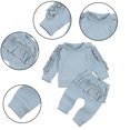 thumbnail image 3 of LYMAYTER Newborn Spring Fall T-Shirt Outfits 2PCS Infant Ruffles Long Sleeve Jogger Pant Set for 0-24 M, 3 of 9