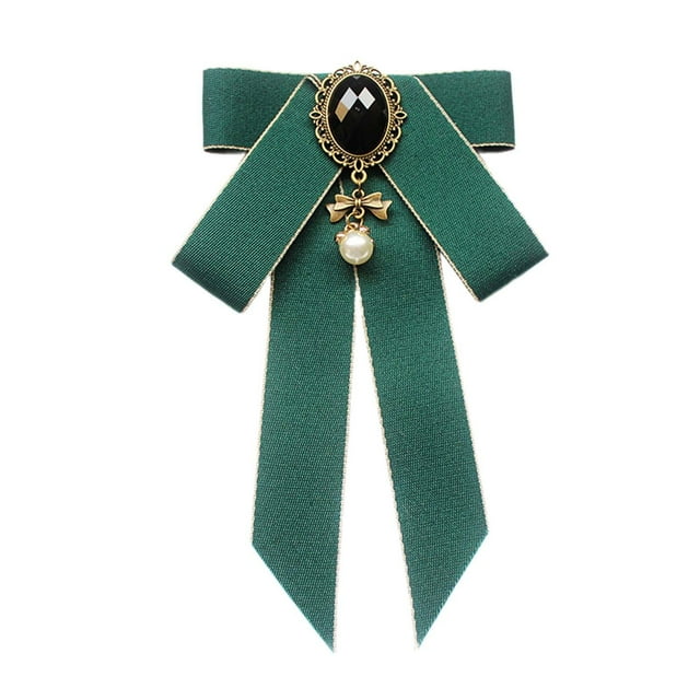 Broche de lazo de cinta, corbata de lazo preatada, corbata de lazo de moda, broche de cuello Verde oscuro