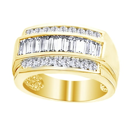 White Cubic Zirconia Wedding Band Ring For Men S In 14k Yellow Gold This On Opens A Dialog That Displays Additional Images For Product With The Option To Zoom In Or Out