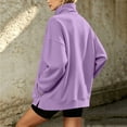 thumbnail image 5 of Lenpel Sweatshirts for Women Fall Mock Neck Long Sleeve Tops Oversized Solid Color Casual Loose Warm Pullover(Purple,Large), 5 of 7