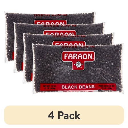 (4 pack) Faraon Dry Black Beans, 16 Oz