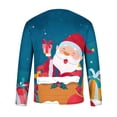 thumbnail image 4 of IROINNID Christmas Long Sleeve Shirt for Men Funny Xmas Print Crewneck Holiday Vacation Tops Mens Santa Shirt,Navy, 4 of 5
