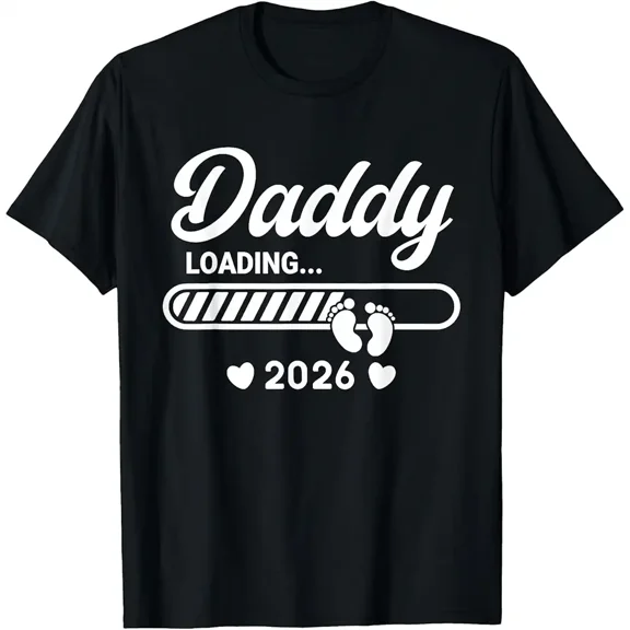 New Dad 2026 Promoted To Daddy Baby Announcement Year Loading Unisex T-Shirt up to size 5XL