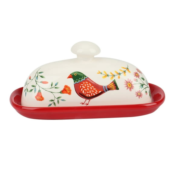 WM25 Food Container Butter Plate with Lid Kitchen Tableware Cheese Dish Ceramic Butter Box wi