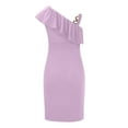 thumbnail image 6 of Off Shoulder Formal Dresses for Women, Women's Summer Sexy Sloping Shoulders Ruffle Sleeveless Sling Hip Wrap Slit Solid Slimming Dresses Off Shoulder Formal Dress Bodycon Dress Women, 6 of 6
