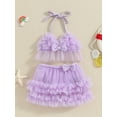 thumbnail image 2 of Arvbitana Baby Girls Bikini 2Pcs Swimsuits 6M 12M 18M 24M Sleeveless Halter Neck Tulle Cami Tops + PP Shorts Sets Infant Toddler Summer Bathing Suits  Beach Wear, 2 of 9
