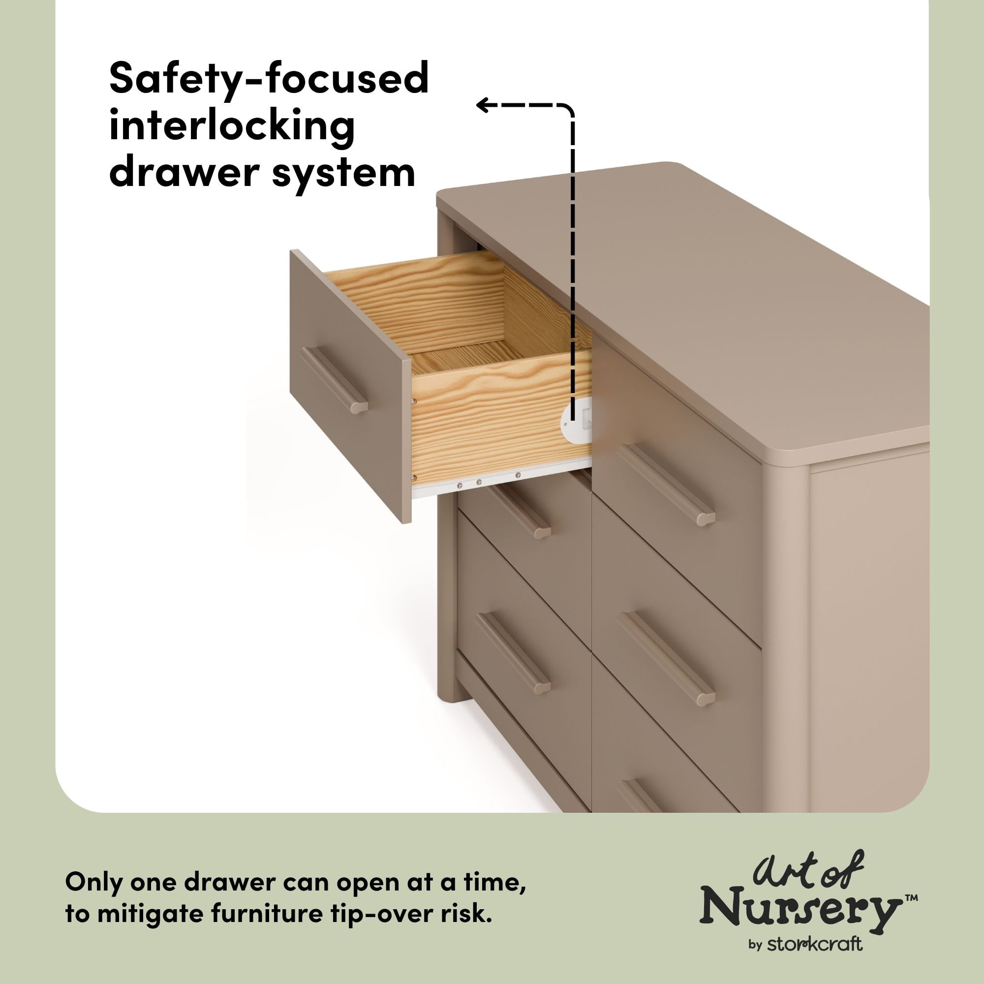 Art of Nursery by Storkcraft Malta 6 Drawer Dresser - Taupe