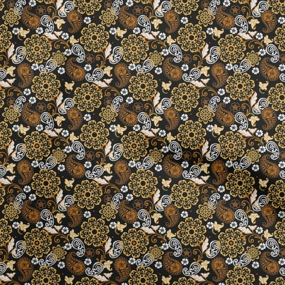 oneOone Polyester Lycra Black Fabric Paisleys Quilting Supplies Print Sewing Fabric By The Yard 56 Inch Wide