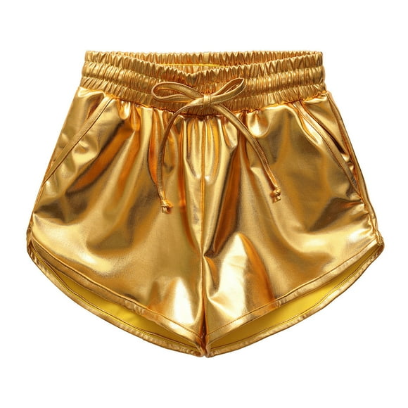 Odeerbi 2-6 Años Niños Niñas Pantalones Cortos de Cuero Metálico Pantalones Cortos de Baile Brillantes Entrenamiento Casual Pantalones Cortos Deportivos Atléticos