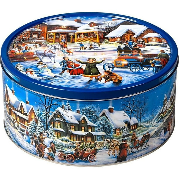 8 lb Jacobsens Danish Butter Cookies Winter Tin Theme Two 4 lb Tins