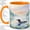 Orange, variant on Misty Lake Loon Coffee Mug, Common Loon Mug, Morning Coffee Tea Cup for Cabin Office, Swimming Bird with Water Lilies and Pine Forest, Serene Nature Art, Birdwatchers Women Men
