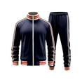 thumbnail image 2 of Men's Winter 2-Piece Casual Set, Fleece Baseball Jacket and Pants, Warm Sportswear Outfit For Cold Weather Outdoor Activities,Navy,L, 2 of 9