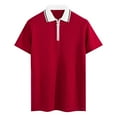 thumbnail image 2 of JDQJBZ Mens Shirts Short Sleeve Mens Sweatshirt Summer Casual Short Sleeve Color Rib Knit Zippered Collar Shirt, 2 of 5