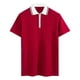thumbnail image 1 of Playeras Elvqul Hombre Patchwork Deportivas Playa con Solapa Rojo Manga Corta, 1 of 5
