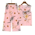 thumbnail image 5 of Lovskoo Women's 2 Piece Pajama Set Plus Size Casual Home Print Cotton Sleeveless Round Neck Tank Tops and Cropped Pants Suit Pink, 5 of 5