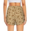 thumbnail image 4 of Xecao's Brown Flowers for a double-layer running short for women, perfect for gym, tennis, and more, featuring a convenient pocket., 4 of 9