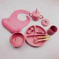 thumbnail image 1 of Kids Plate Silicone Portable Kids Bowl Drain Cup Bib Baby Snack Tool Set, 1 of 4