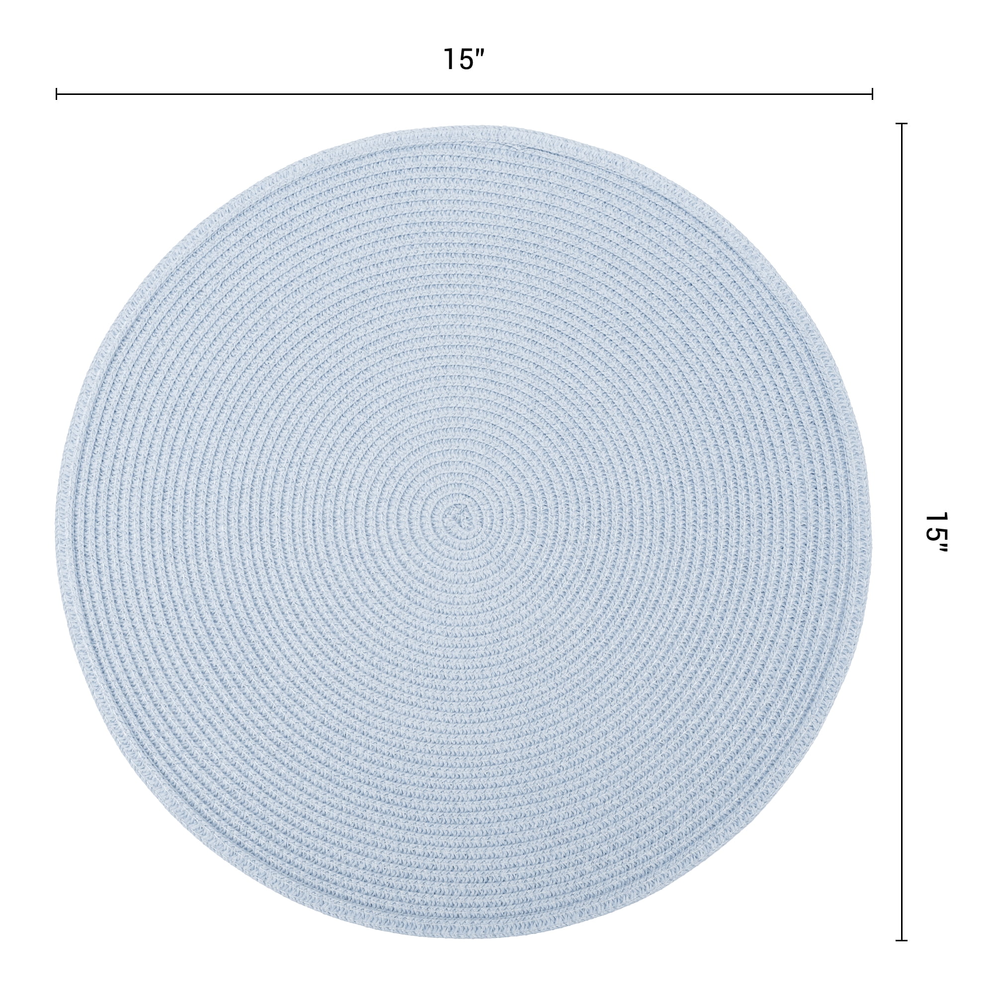 Unique Bargains 6Pcs Rustic Round Woven Dining Placemats Blue 15x15inch