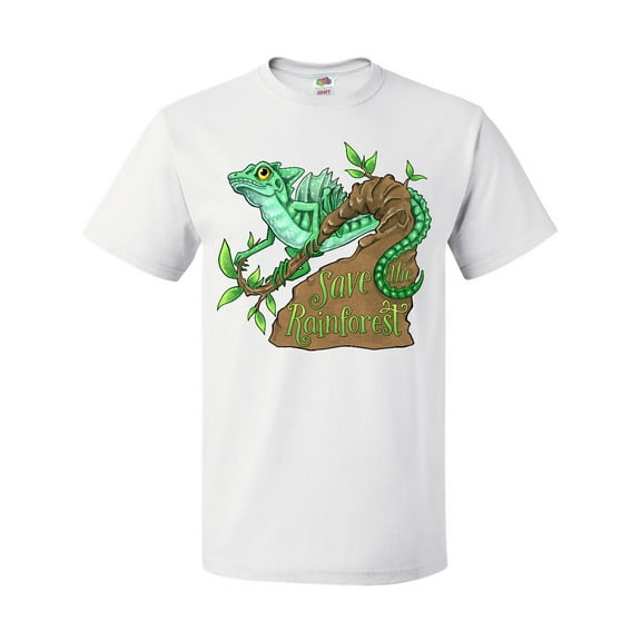 Inktastic Save the Rainforest with Basilisk Lizard on a Tree T-Shirt