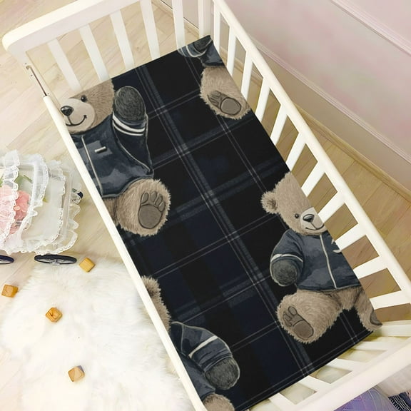 KUANGWANG Ultra Soft Fitted Microfiber Crib Sheets for Newborn Baby Boys Girls Hoodie Bears Plainting Design Cute Pattern