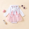 thumbnail image 4 of CAICJ98 Baby Girl Easter Outfit Infant Bunny Onesie Ruffle Tulle Tutu Dress Bubble Romper Hooded Jumpsuit With Ear (White,6-12 Months), 4 of 7