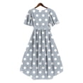 thumbnail image 7 of Uscallm Women Plus Size V Neck Short Sleeve Tie Polka Dot Boho Casual Midi Wrap Dress A-Line Beach Vacation Dresses, Gray XL, 7 of 7