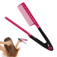 thumbnail image 1 of Hair Straightener Brush V Shaped Comb for Effortless Hair Styling TravelFriendly Hot Pink, 1 of 4