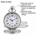 thumbnail image 3 of Minzimin Smooth Vintage Pocket Watch with Chain, Arabic Numerals Scale Mens Father‘s Day, 3 of 7