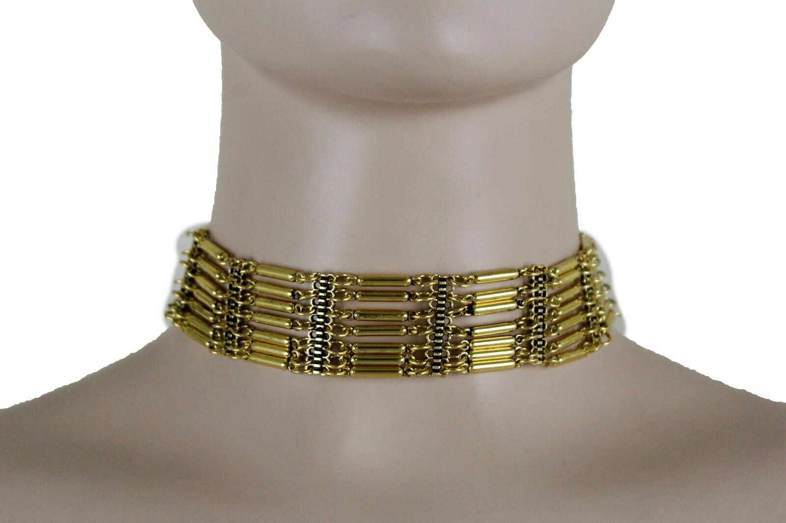 New Women Bohemian Gold Metal Choker Necklace + Earrings