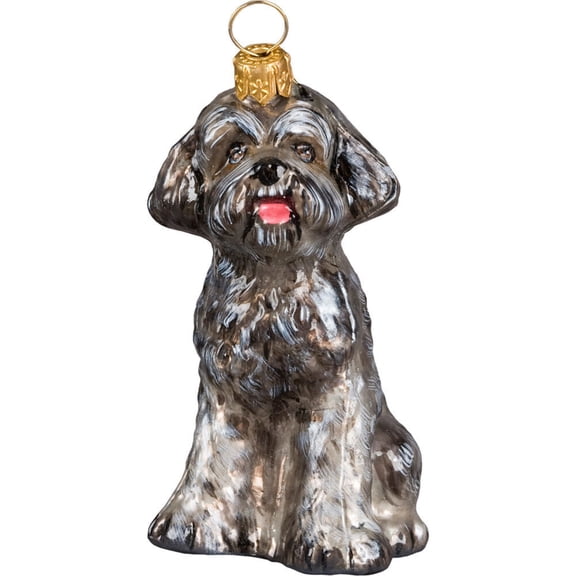 Schnoodle Gray Polish Glass Christmas Ornament Dog Tree Decoration
