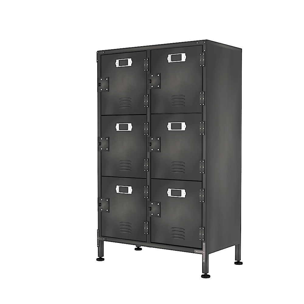 Tcbosik Metal Storage Locker, Industrial with Doors and Shelves, 6 Compartment Locker