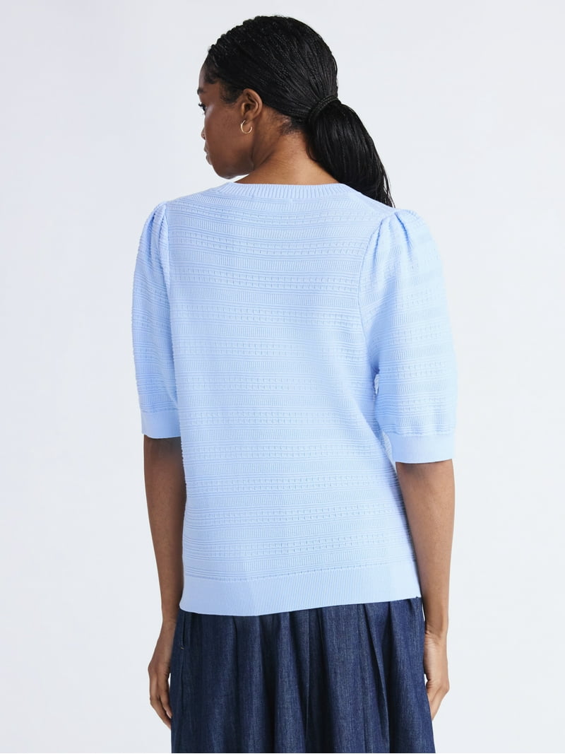 Free Assembly Textured Sweater Tee with Puff Sleeves for