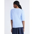 thumbnail image 4 of Free Assembly Women’s and Women's Plus Textured Sweater Tee with Puff Sleeves, Lightweight, Sizes XS-4X, 4 of 6