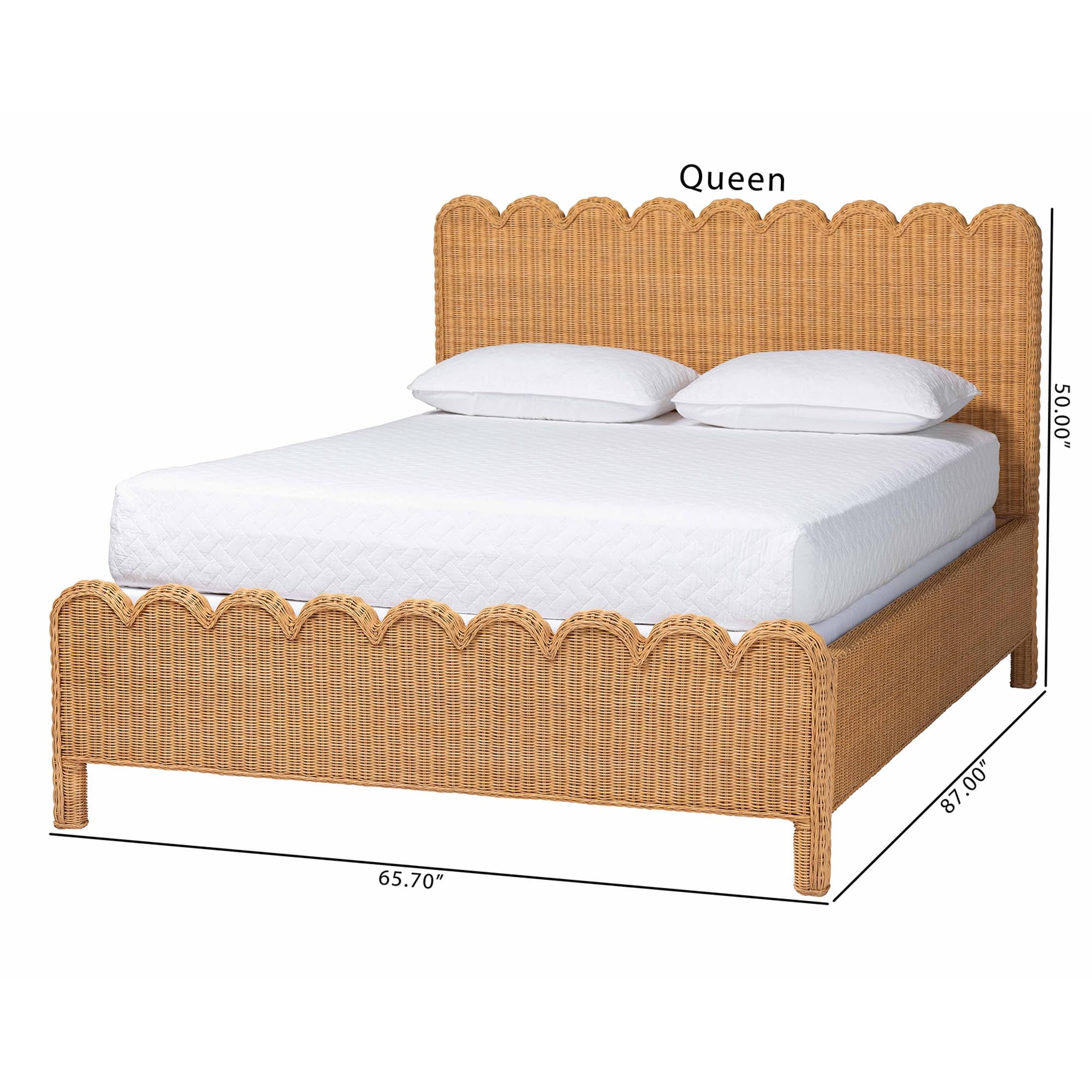 bali & pari Maritza Boho Bed, Queen, Light Honey