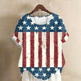 thumbnail image 2 of ZQUUVOU Women's Short Sleeve Tops 4th of July Casual Patriotic Print Linen Button T Shirts Boho Summer Casual Loose Tunics Red, 2 of 4